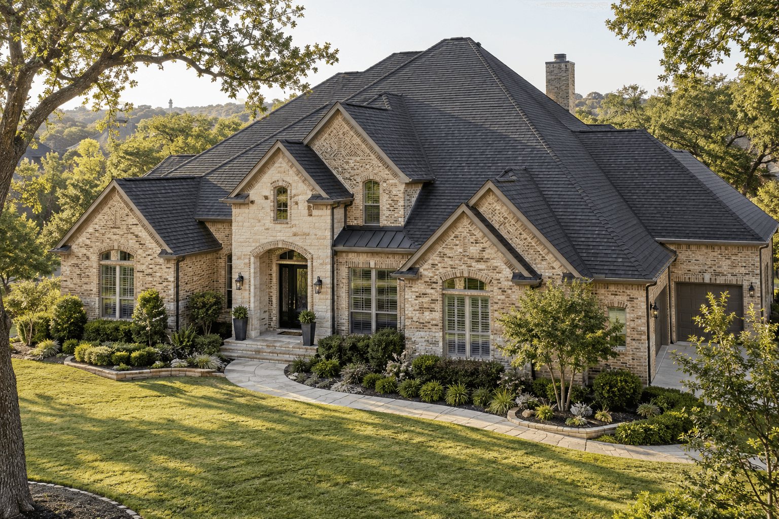 Home with a textured asphalt shingle roof